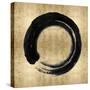 Black Zen Circle on Gold I-Ellie Roberts-Stretched Canvas