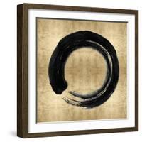 Black Zen Circle on Gold I-Ellie Roberts-Framed Art Print