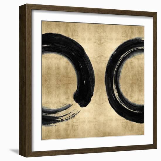 Black Zen Circle on Gold II-Ellie Roberts-Framed Art Print