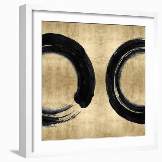 Black Zen Circle on Gold II-Ellie Roberts-Framed Art Print