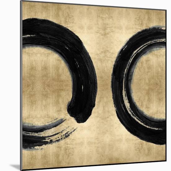 Black Zen Circle on Gold II-Ellie Roberts-Mounted Art Print