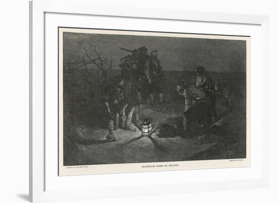 Blackbeard Blackbeard (Edward Teach) Buries His Treasure-Howard Pyle-Framed Art Print