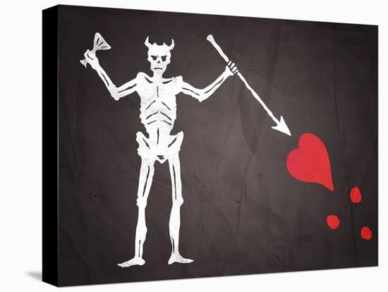 Blackbeard's Pirate Flag Print Poster-null-Stretched Canvas