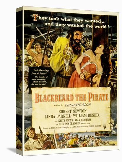 Blackbeard the Pirate, Keith Andes, Robert Newton, Linda Darnell, William Bendix, 1952-null-Stretched Canvas