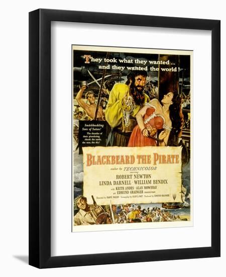 Blackbeard the Pirate, Keith Andes, Robert Newton, Linda Darnell, William Bendix, 1952-null-Framed Art Print