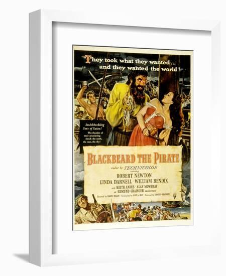 Blackbeard the Pirate, Keith Andes, Robert Newton, Linda Darnell, William Bendix, 1952-null-Framed Art Print