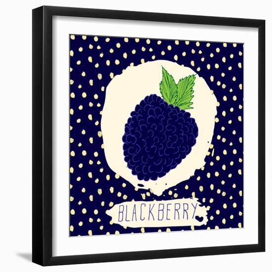 Blackberry with Dots Pattern-Anton Yanchevskyi-Framed Art Print
