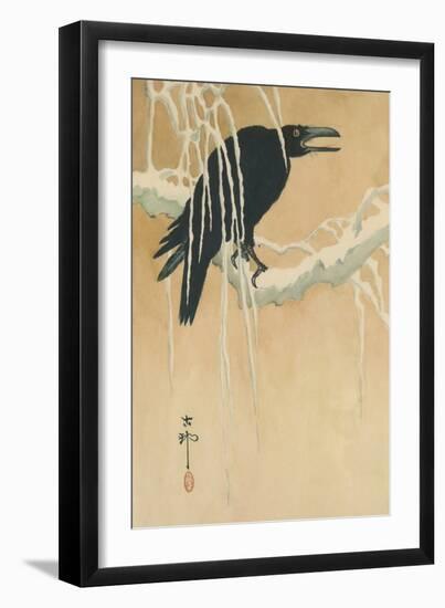 Blackbird in Snow-Koson Ikeda-Framed Art Print