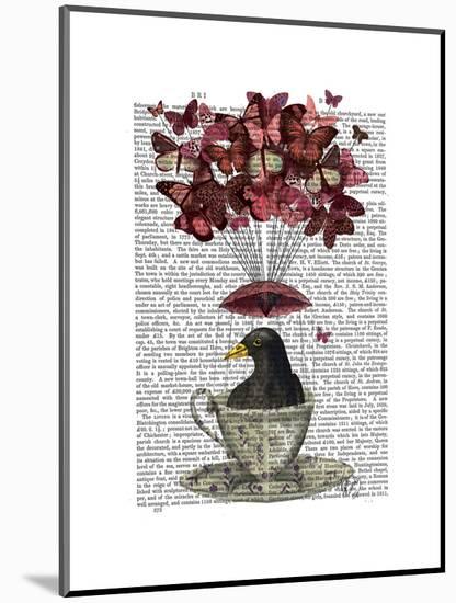 Blackbird in Teacup-Fab Funky-Mounted Art Print