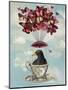 Blackbird in Teacup-Fab Funky-Mounted Art Print