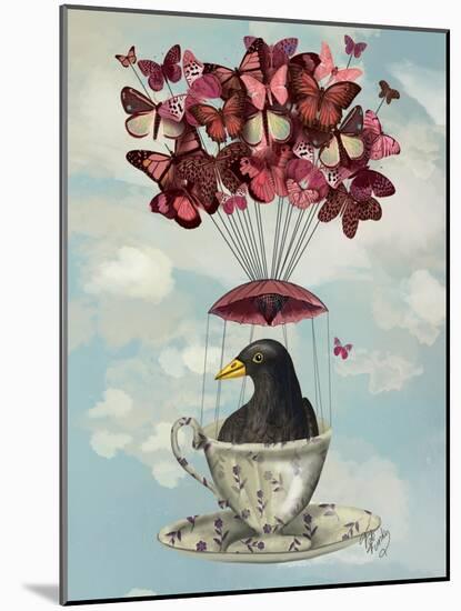 Blackbird in Teacup-Fab Funky-Mounted Art Print
