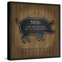 Blackboard Pig Restaurant Menu Card-Mondih-Stretched Canvas