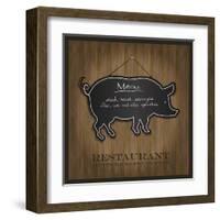 Blackboard Pig Restaurant Menu Card-Mondih-Framed Art Print