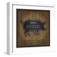 Blackboard Pig Restaurant Menu Card-Mondih-Framed Art Print