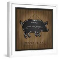 Blackboard Pig Restaurant Menu Card-Mondih-Framed Art Print