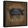 Blackboard Pig Restaurant Menu Card-Mondih-Framed Stretched Canvas