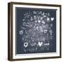 Blackboard Romantic Set-smilewithjul-Framed Art Print