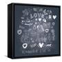 Blackboard Romantic Set-smilewithjul-Framed Stretched Canvas