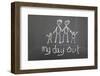 Blackboard with a Child's Drawing of a Happy Family Day Out.-Duncan Andison-Framed Photographic Print