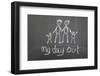 Blackboard with a Child's Drawing of a Happy Family Day Out.-Duncan Andison-Framed Photographic Print