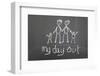 Blackboard with a Child's Drawing of a Happy Family Day Out.-Duncan Andison-Framed Photographic Print
