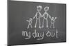 Blackboard with a Child's Drawing of a Happy Family Day Out.-Duncan Andison-Mounted Photographic Print