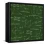 Blackboard with Geometric Shapes and Formulas-Olga Savinova-Framed Stretched Canvas