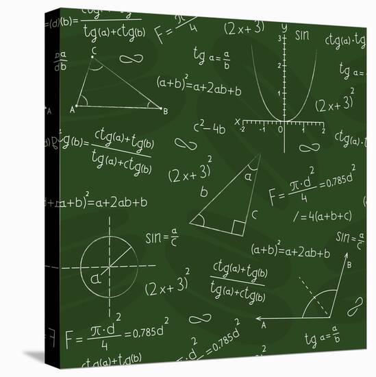 Blackboard with Geometric Shapes and Formulas-Olga Savinova-Stretched Canvas