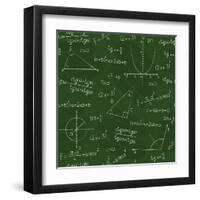 Blackboard with Geometric Shapes and Formulas-Olga Savinova-Framed Art Print