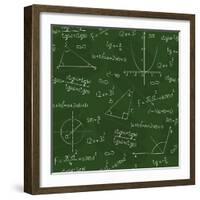 Blackboard with Geometric Shapes and Formulas-Olga Savinova-Framed Art Print