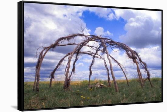 Blackfeet Sweat Lodge Frame Located on a Buffalo Jump Bluff in Montana-Angel Wynn-Framed Stretched Canvas