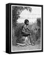 Blackfellow Mending His Net, Australia, 1886-null-Framed Stretched Canvas