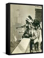 Blackfoot Indians on the Roof of the McAlpin Hotel, Refusing to Sleep in their Rooms, New York City-American Photographer-Framed Stretched Canvas