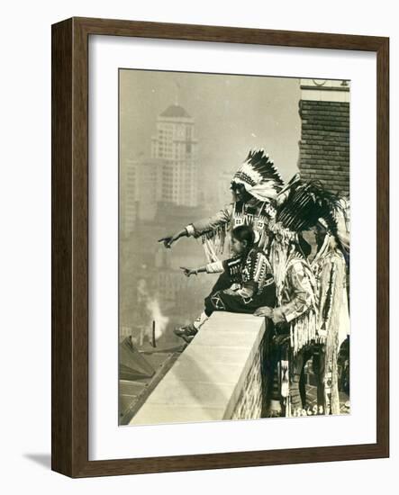 Blackfoot Indians on the Roof of the McAlpin Hotel, Refusing to Sleep in their Rooms, New York City-American Photographer-Framed Photographic Print