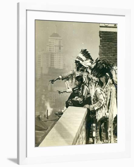 Blackfoot Indians on the Roof of the McAlpin Hotel, Refusing to Sleep in their Rooms, New York City-American Photographer-Framed Photographic Print