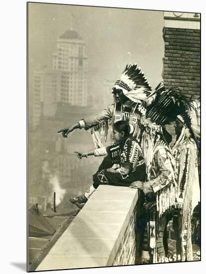 Blackfoot Indians on the Roof of the McAlpin Hotel, Refusing to Sleep in their Rooms, New York City-American Photographer-Mounted Photographic Print