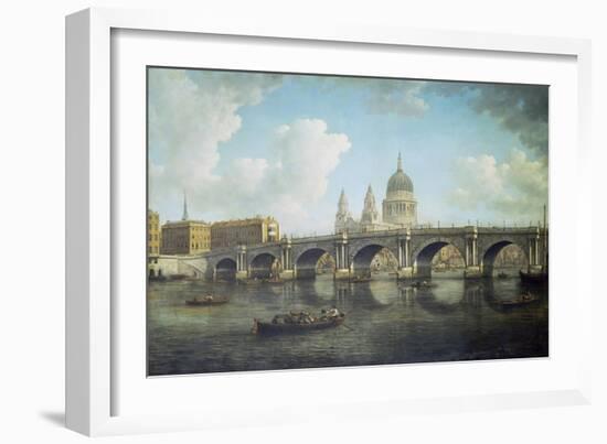 Blackfriars Bridge and St. Paul's Cathedral, about 1762-William Marlow-Framed Giclee Print