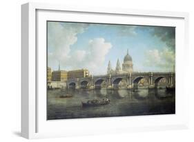 Blackfriars Bridge and St. Paul's Cathedral, about 1762-William Marlow-Framed Giclee Print