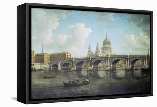 Blackfriars Bridge and St. Paul's Cathedral, about 1762-William Marlow-Framed Stretched Canvas