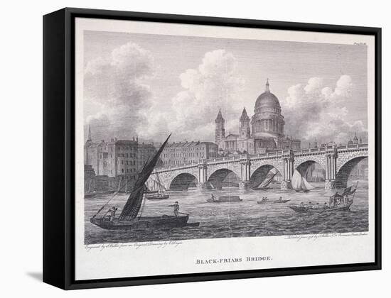 Blackfriars Bridge, London, 1827-George Cooke-Framed Stretched Canvas