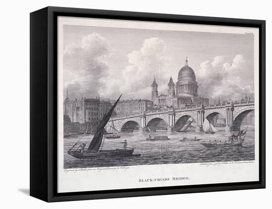 Blackfriars Bridge, London, 1827-George Cooke-Framed Stretched Canvas