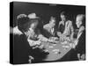 Blackjack Game in Progress at Las Vegas Club-Peter Stackpole-Stretched Canvas