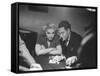 Blackjack Game in Progress at Las Vegas Club-Peter Stackpole-Framed Stretched Canvas