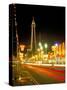 Blackpool Tower and Illuminations, Blackpool, Lancashire, England, United Kingdom-Roy Rainford-Stretched Canvas