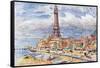 Blackpool, Tower, Beach-Albert Woods-Framed Stretched Canvas