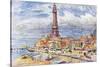 Blackpool, Tower, Beach-Albert Woods-Stretched Canvas