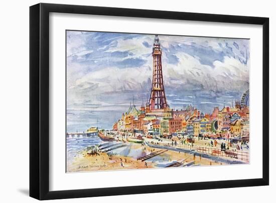 Blackpool, Tower, Beach-Albert Woods-Framed Art Print