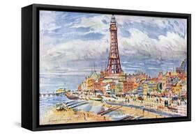 Blackpool, Tower, Beach-Albert Woods-Framed Stretched Canvas