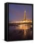 Blackpool Tower Reflected on Wet Beach at Dusk, Blackpool, Lancashire, England, United Kingdom-Martin Child-Framed Stretched Canvas