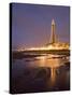 Blackpool Tower Reflected on Wet Beach at Dusk, Blackpool, Lancashire, England, United Kingdom-Martin Child-Stretched Canvas